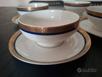 SERVIZIO DA THE PORCELLANA E BORDATE ORO ZECCHINO 