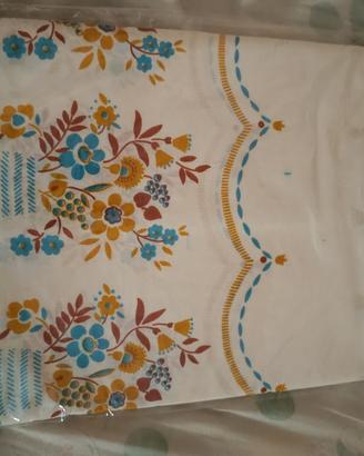 Tovaglia vintage anni '70 cotone 6 persone 