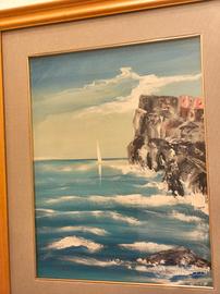 Suggestivo Dipinto Marino "Scogliera al Sole"

