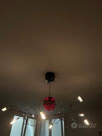 Lampadario di design acciaio rosso e Murano