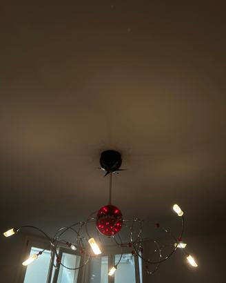 Lampadario di design acciaio rosso e Murano