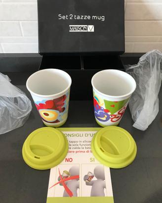 Set di due tazze Mug con coperchio in silicone