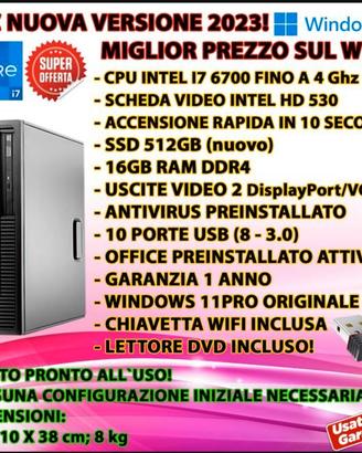 PC desktop HP Win. 11 i7 6700 512GB SSD 16Gb