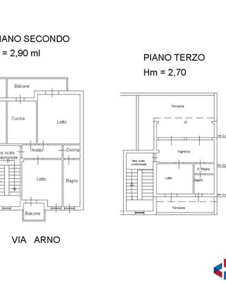 Trivano con Monolocale ultimo piano e terrazza