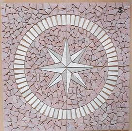 rosone in mosaico di marmo anticato rosa dei venti