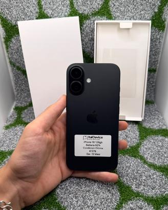 IPhone 16 128gb Nero - 🔋92% Gar. 12 Mesi