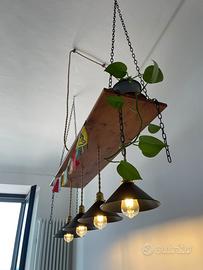 Lampadario legno/corda