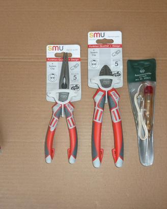 Pinza becchi lunghi + tronchese + cercatensione