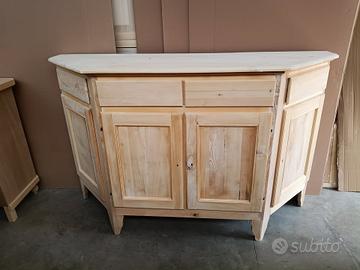 Credenza scantonata in legno Massiccio Grezza