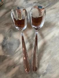 Posate da insalata vintage metallo argentato-