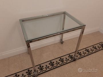 Tavolino / Carrello design acciaio e vetro