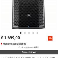 JBL SUBWOOFER PRX815XLFW

 