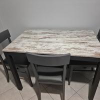 Set Tavolo Allungabile (110-160cm) + 4 Sedie Grigi