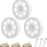 3 Pezzi Luce Notturna LED Ricaricabile USB Sensore