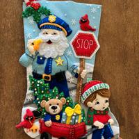 calza Befana e Natale cucita a mano - Polizia