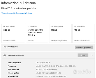 Intel NUC 6 i3 SYH Core i3 + 128gb SSD + 8GB DDR4