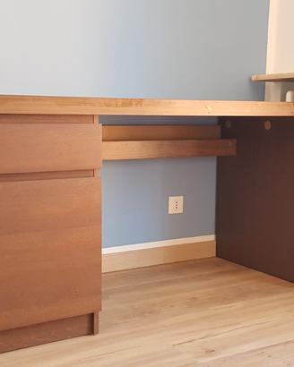 Scrivania Ikea Malm Wenge con cassettiera