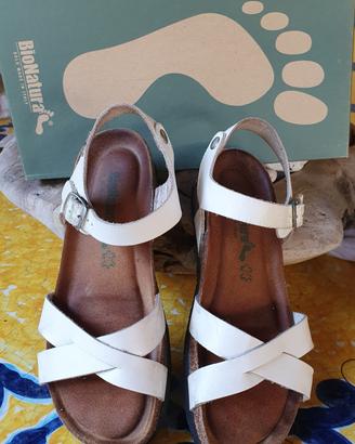 BioNatura sandali donna in pelle bianca n.37 USATI