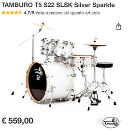 Batteria acustica tamburo t5 s22 grigio chiaro