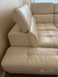 Divano angolare 100% Made in Italy in pelle bianca