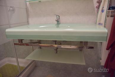 Lavandino bagno in vetro con ripiano inferiore, me