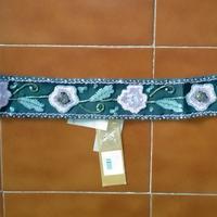 Cintura "l'altra moda" seta/perline ricamo a mano
