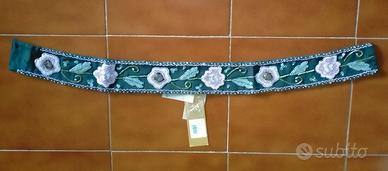 Cintura "l'altra moda" seta/perline ricamo a mano