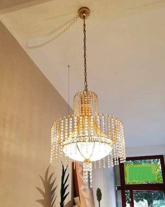 Lampadario color oro con cristalli