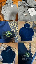felpa mocler grigia, stone island blu e nera. M