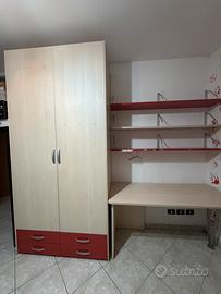 Cameretta armadio + scrivania + tre mensole