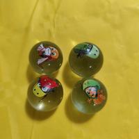 Set 4 Biglie da Collezione con Personaggi Cartoni