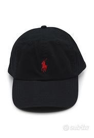 Cappello ralph lauren nero con ricamo rosso