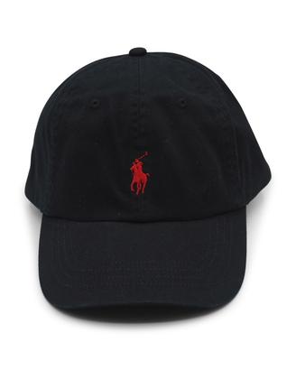 Cappello ralph lauren nero con ricamo rosso