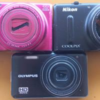 3 fotocamere compatte guaste olympus/nikon