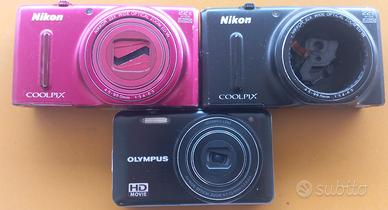 3 fotocamere compatte guaste olympus/nikon