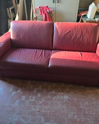 Divano in pelle rosso 3 posti