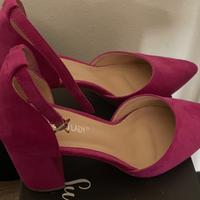 Scarpe fuxia estive con tacco e cinturino num38