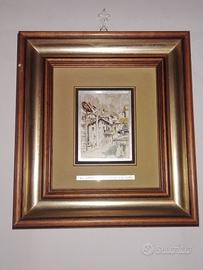 Alfredo zecca, "borgo alpino", in lastra d'argento