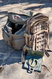 Zaino funghi + Zaino mimetico outdoor con sacca