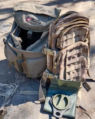 Zaino funghi + Zaino mimetico outdoor con sacca