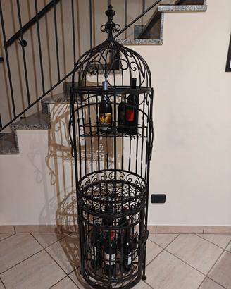 porta bottiglie di vino a simil gabbia di uccelli
