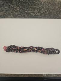 Bracciale con pietre naturali di granato rosso e q