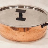 Casseruola ovale in rame con coperchio, Artusi TVS