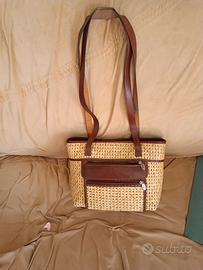 borsa paglia vera pelle