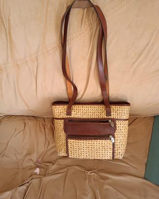 borsa paglia vera pelle