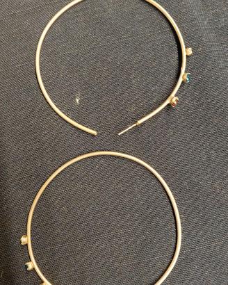 SUPERFINDINGS - Set Da 6 Paia Di Orecchini Pendenti A Cerchio Con Ciondoli In Pietre Preziose Rimovibili - Oro, Avventurina, Ametista, Lapislazzuli - 2