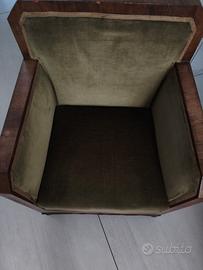 poltrona anni 30, seduta in velluto verde