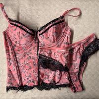 Completo intimo rosa con pizzo nero – Taglia 3B