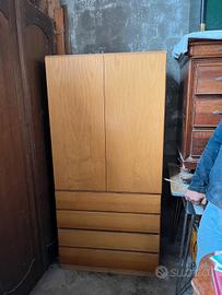 Armadio 2 ante 4 cassetti in legno