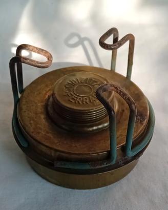 Antico fornellino da campo militare ottone 
